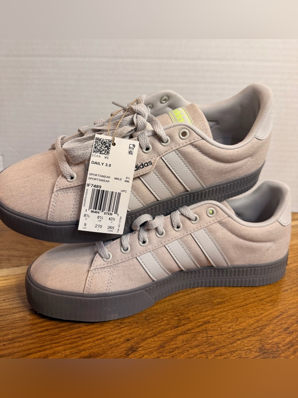 🔥NWT🔥 Adidas Daily 3.0 Canvas Sneakers Beige Gray Casual Shoes Men’s Size 9